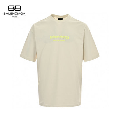 Balenciaga T-shirt - Yellow Unisex Streetwear Limited Edition - This Balenciaga t-shirt features a minimalist cream design. The front is adorned with the Balenciaga