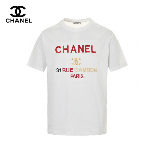 Chanel T-shirt - Black Unisex Streetwear Limited Edition - This Chanel t-shirt features a classic white design with a bold text graphic on the
