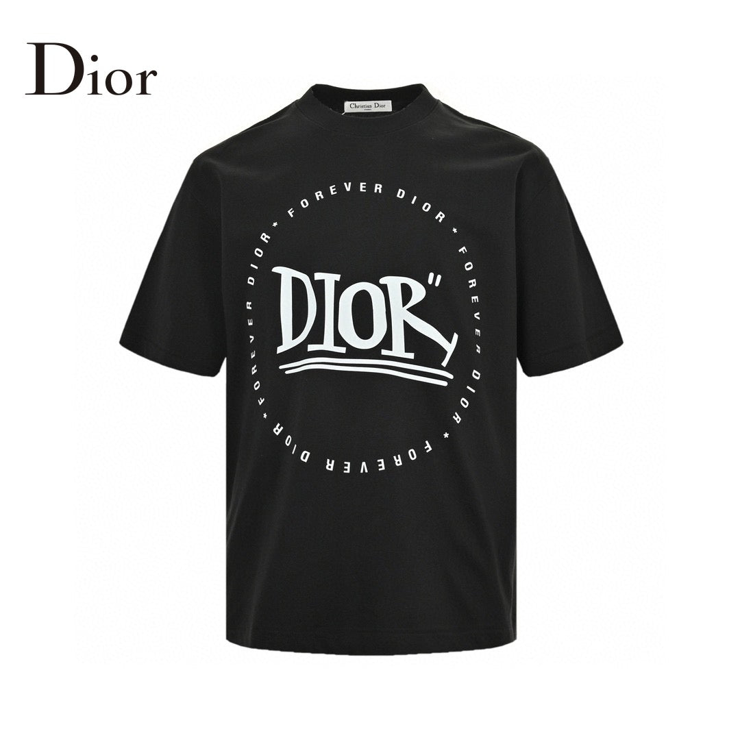 Dior 'forever Dior' T-shirt (black) Unisex Streetwear Limited Edition - The Dior 'Forever Dior' T-Shirt in black features a bold, circular graphic with the iconic