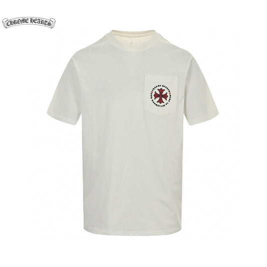 Gucci Hearts Floral Pocket T-shirt - White Unisex Streetwear Limited Edition - This Gucci Hearts t-shirt features a distinctive floral emblem on the chest pocket. The shirt