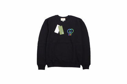 Gucci Interlocking G Sweatshirt - - Black Unisex Streetwear Limited Edition - This black Gucci sweatshirt features the iconic interlocking G logo in a vibrant blue and