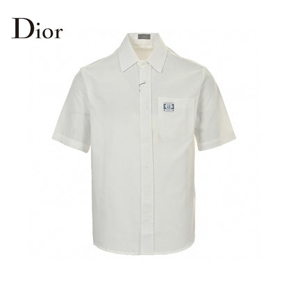 Dior Short Sleeve Button-up Shirt (white) Unisex Streetwear Limited Edition - The Dior Short Sleeve Button-Up Shirt in white is a classic piece that epitomizes timeless