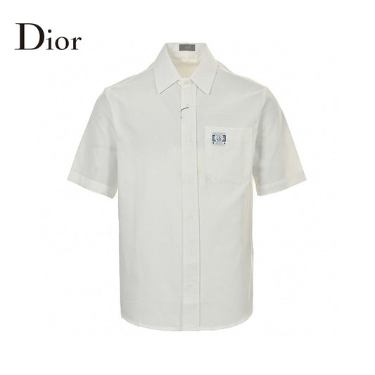 Dior Short Sleeve Button-up Shirt (white) Unisex Streetwear Limited Edition - The Dior Short Sleeve Button-Up Shirt in white is a classic piece that epitomizes timeless