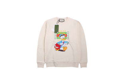 Gucci Donald Duck Sweatshirt - - Cream Unisex Streetwear Limited Edition - This cream-colored Gucci sweatshirt features a playful graphic of Donald Duck paired with the iconic