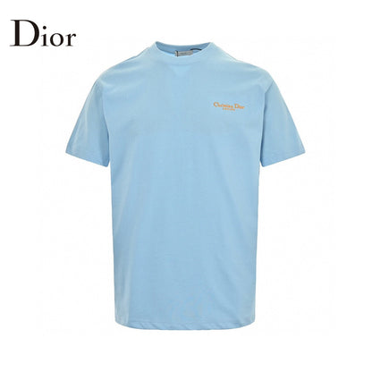 Dior Christian Dior Couture Light T-shirt - Blue Unisex Streetwear Limited Edition - This Dior t-shirt features a minimalist design with 'Christian Dior Couture' text in orange on