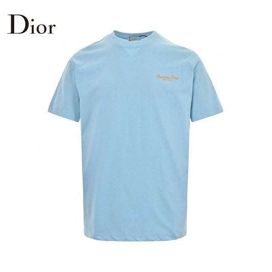 Dior Christian Dior Couture Light T-shirt - Blue Unisex Streetwear Limited Edition - This Dior t-shirt features a minimalist design with 'Christian Dior Couture' text in orange on