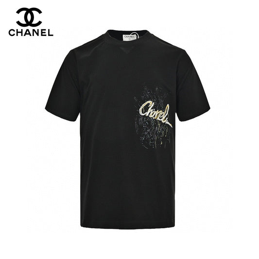 Chanel T-shirt - Black Unisex Streetwear Limited Edition - This Chanel t-shirt features a minimalist black design. It has a subtle graphic on the