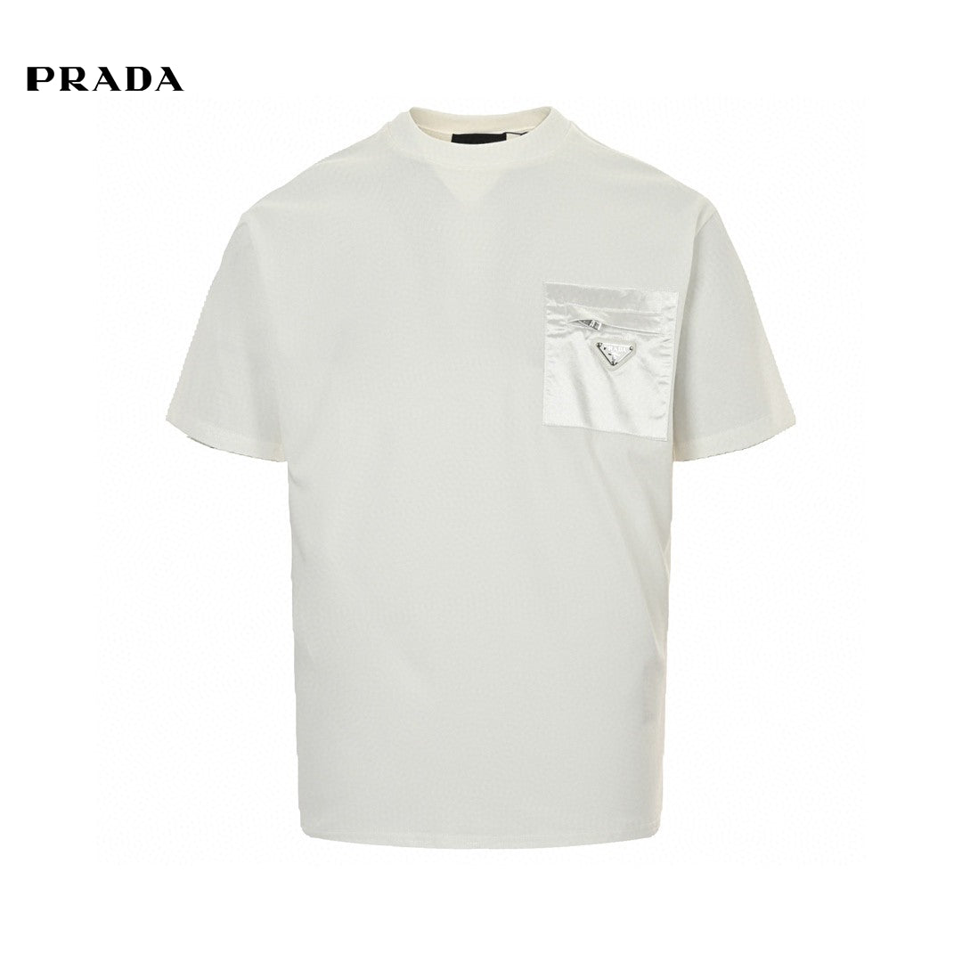 Prada Pocket T-shirt Unisex Streetwear Limited Edition - This Prada t-shirt features a distinctive chest pocket with the Prada logo. Made from premium