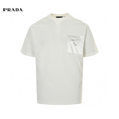 Prada Pocket T-shirt Unisex Streetwear Limited Edition - This Prada t-shirt features a distinctive chest pocket with the Prada logo. Made from premium