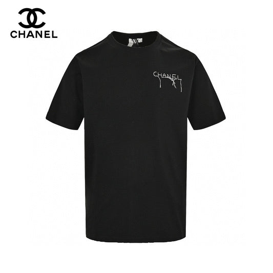 Chanel Logo T-shirt (black) Unisex Streetwear Limited Edition - This black Chanel T-shirt features a minimalist design with the Chanel logo elegantly displayed on