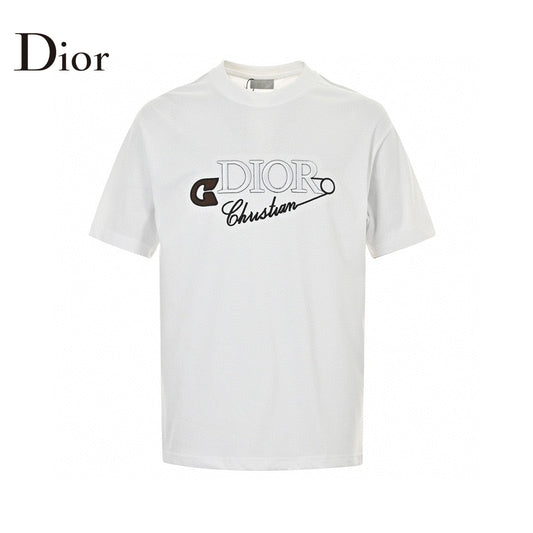Dior Safety Pin Logo T-shirt - White Unisex Streetwear Limited Edition - This Dior t-shirt features a unique design with the brand name and a stylized safety