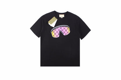 Gucci Sunglasses Graphic T-shirt - - Black Unisex Streetwear Limited Edition - This black Gucci t-shirt showcases a striking graphic of oversized sunglasses emblazoned across the chest.