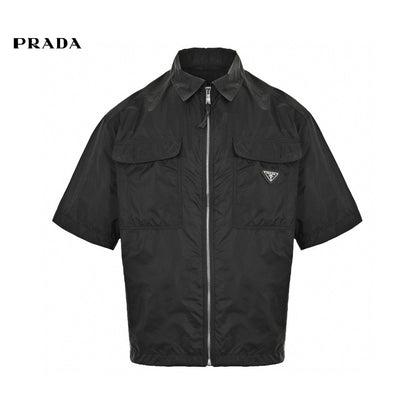 Prada Short-sleeve Jacket - Black Unisex Streetwear Limited Edition - This Prada jacket features a stylish design with a black color. It includes a full-zip