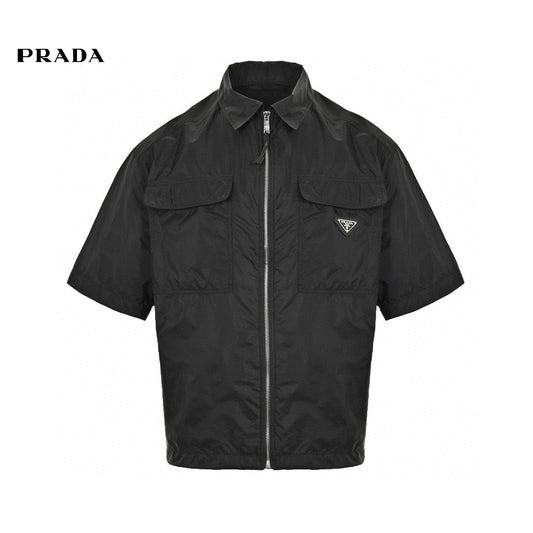 Prada Short-sleeve Jacket - Black Unisex Streetwear Limited Edition - This Prada jacket features a stylish design with a black color. It includes a full-zip