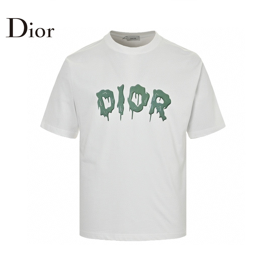 Dior Dripping Logo T-shirt (white) Unisex Streetwear Limited Edition - The Dior Dripping Logo T-Shirt in white is a striking addition to any contemporary wardrobe.