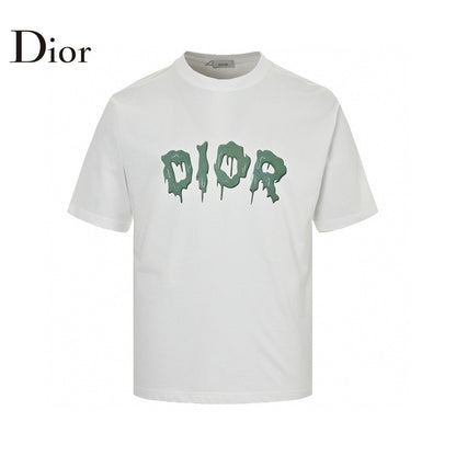 Dior Dripping Logo T-shirt (white) Unisex Streetwear Limited Edition - The Dior Dripping Logo T-Shirt in white is a striking addition to any contemporary wardrobe.