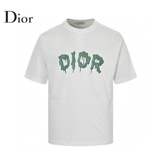 Dior Dripping Logo T-shirt (white) Unisex Streetwear Limited Edition - The Dior Dripping Logo T-Shirt in white is a striking addition to any contemporary wardrobe.