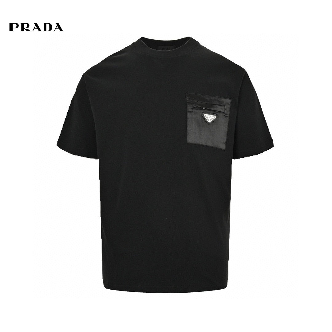 Prada Pocket T-shirt (black) Unisex Streetwear Limited Edition - This Prada t-shirt features a distinctive chest pocket with the Prada logo. Made from premium