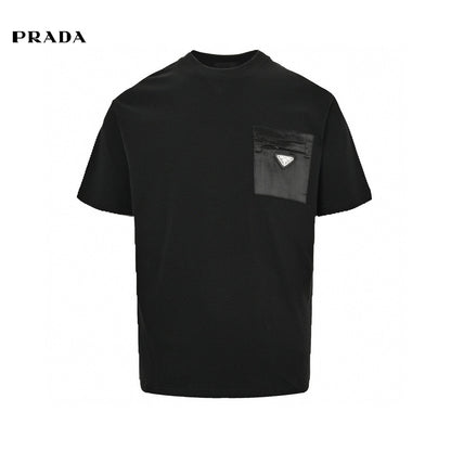 Prada Pocket T-shirt (black) Unisex Streetwear Limited Edition - This Prada t-shirt features a distinctive chest pocket with the Prada logo. Made from premium