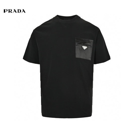 Prada Pocket T-shirt (black) Unisex Streetwear Limited Edition - This Prada t-shirt features a distinctive chest pocket with the Prada logo. Made from premium