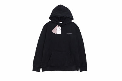 Dior Hoodie - Black Unisex Streetwear Limited Edition - This Dior hoodie features a sleek black design with a subtle 'Christian Dior' logo on