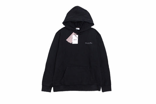 Dior Hoodie - Black Unisex Streetwear Limited Edition - This Dior hoodie features a sleek black design with a subtle 'Christian Dior' logo on