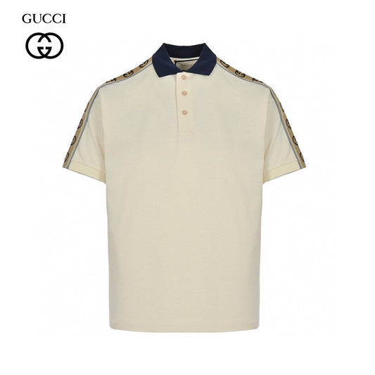Gucci Polo Shirt With Logo Tape - White Unisex Streetwear Limited Edition - This Gucci Polo Shirt in a creamy white color features signature logo tape detailing along