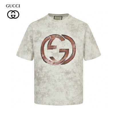 Gucci Distressed Logo T-shirt - Red Unisex Streetwear Limited Edition - The Gucci Distressed Logo T-Shirt is a standout piece that combines vintage aesthetics with contemporary