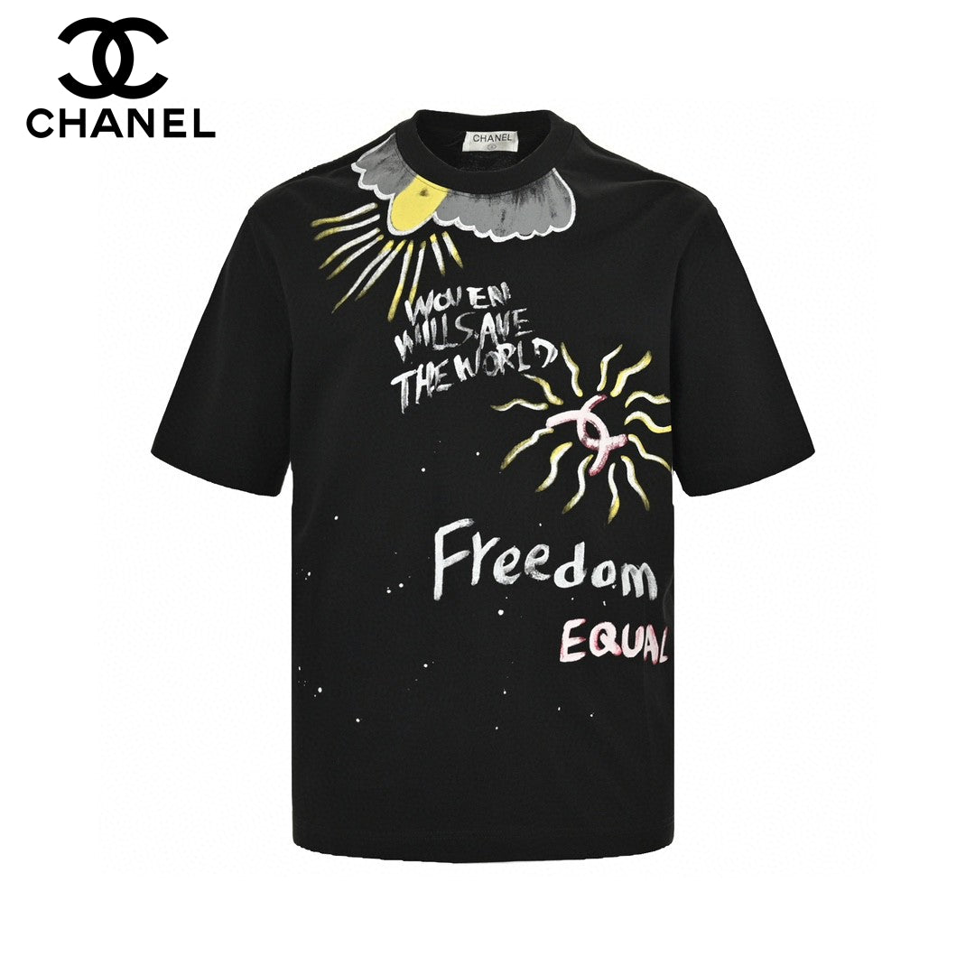 Chanel 'women Will Save The World' T-shirt In - Black Unisex Streetwear Limited Edition - The Chanel 'Women Will Save The World' T-Shirt in black is a striking and empowering