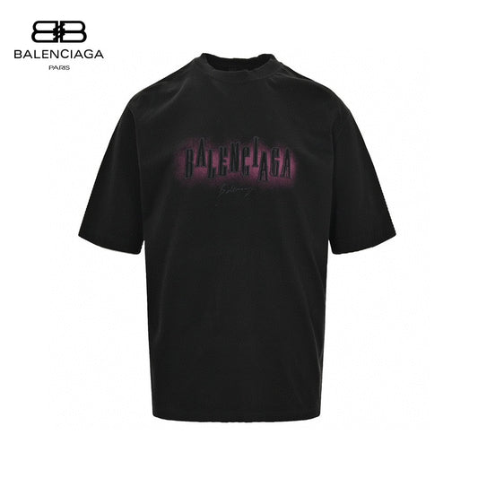 Balenciaga Neon Graphic Logo T-shirt - Black Unisex Streetwear Limited Edition - This Balenciaga Neon Graphic Logo T-Shirt features an eye-catching neon Balenciaga logo on the front.