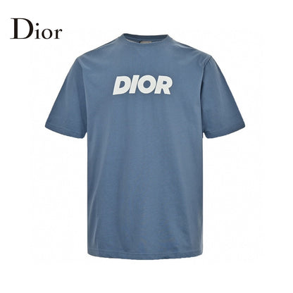 Dior Classic Logo T-shirt (blue) Unisex Streetwear Limited Edition - The Dior Classic Logo T-Shirt in blue is a timeless piece that embodies simplicity and