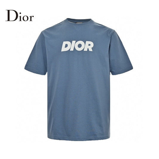 Dior Classic Logo T-shirt (blue) Unisex Streetwear Limited Edition - The Dior Classic Logo T-Shirt in blue is a timeless piece that embodies simplicity and