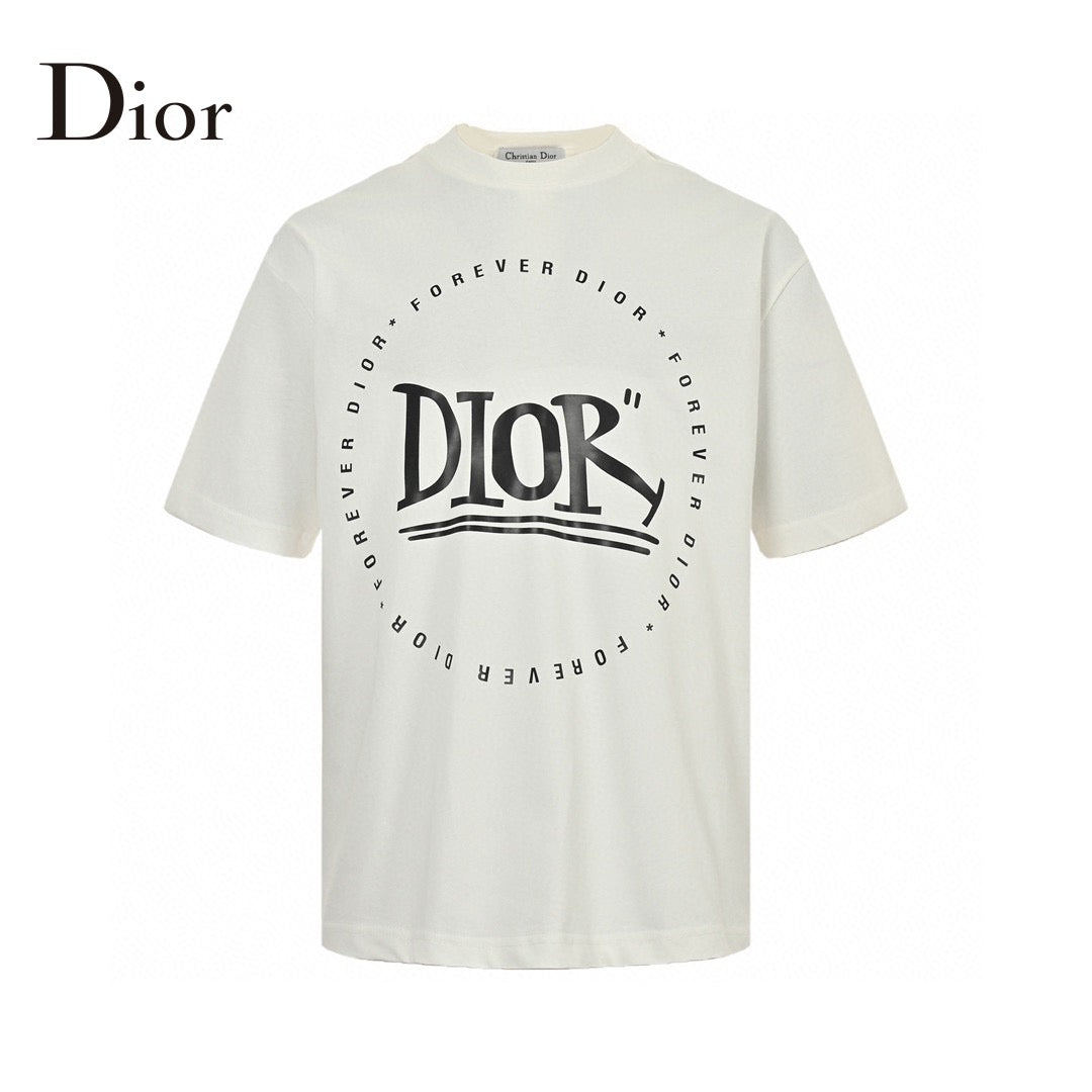 Dior 'forever Dior' T-shirt (white) Unisex Streetwear Limited Edition - The Dior 'Forever Dior' T-Shirt in white features a bold, circular graphic with the iconic