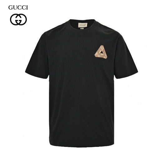 Gucci Triangle Logo T-shirt - Black Unisex Streetwear Limited Edition - This Gucci t-shirt features a subtle triangle logo on the chest. The shirt is primarily