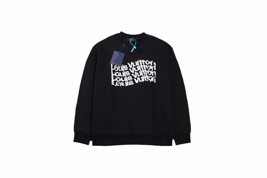 Prada Repeated Logo Sweatshirt - Black Unisex Streetwear Limited Edition - This Prada sweatshirt in black features a repeated 'Prada' logo design on the chest. The