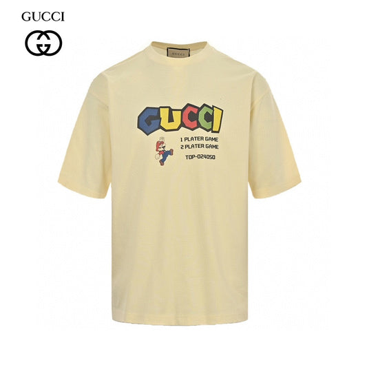 Gucci Retro Game T-shirt (cream) Unisex Streetwear Limited Edition - The Gucci Retro Game T-Shirt in cream is a nostalgic piece that pays homage to