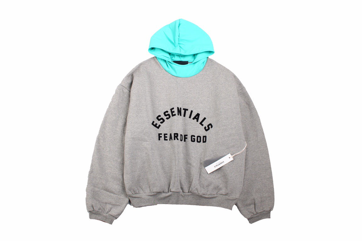Fear Of God Essentials Hoodie - - Grey Unisex Streetwear Limited Edition - This grey Fear of God Essentials hoodie features a bold black 'ESSENTIALS FEAR OF GOD'