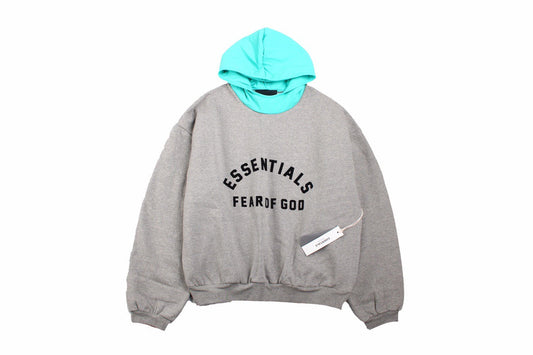 Fear Of God Essentials Hoodie - - Grey Unisex Streetwear Limited Edition - This grey Fear of God Essentials hoodie features a bold black 'ESSENTIALS FEAR OF GOD'