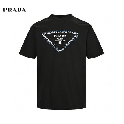 Prada T-shirt With Logo Design - Black Unisex Streetwear Limited Edition - The Prada Black T-Shirt with Logo Design is a sleek and modern piece that embodies