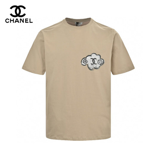 Chanel Cloud Logo T-shirt In - Beige Unisex Streetwear Limited Edition - The Chanel Cloud Logo T-Shirt in beige offers a playful twist on classic luxury. Featuring