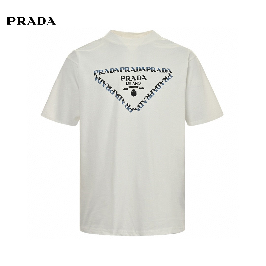 Prada T-shirt With Logo Design - White Unisex Streetwear Limited Edition - The Prada White T-Shirt with Logo Design is a stylish and versatile piece that showcases