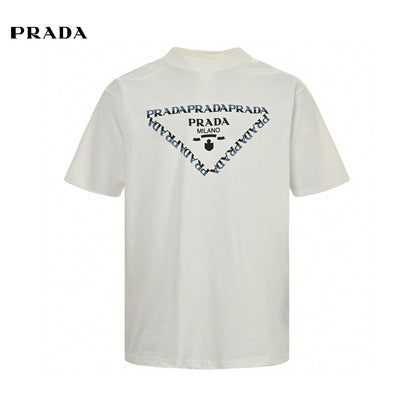 Prada T-shirt With Logo Design - White Unisex Streetwear Limited Edition - The Prada White T-Shirt with Logo Design is a stylish and versatile piece that showcases