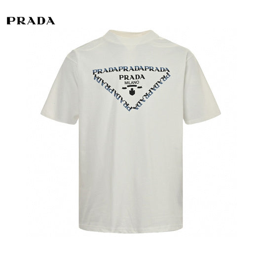 Prada T-shirt With Logo Design - White Unisex Streetwear Limited Edition - The Prada White T-Shirt with Logo Design is a stylish and versatile piece that showcases