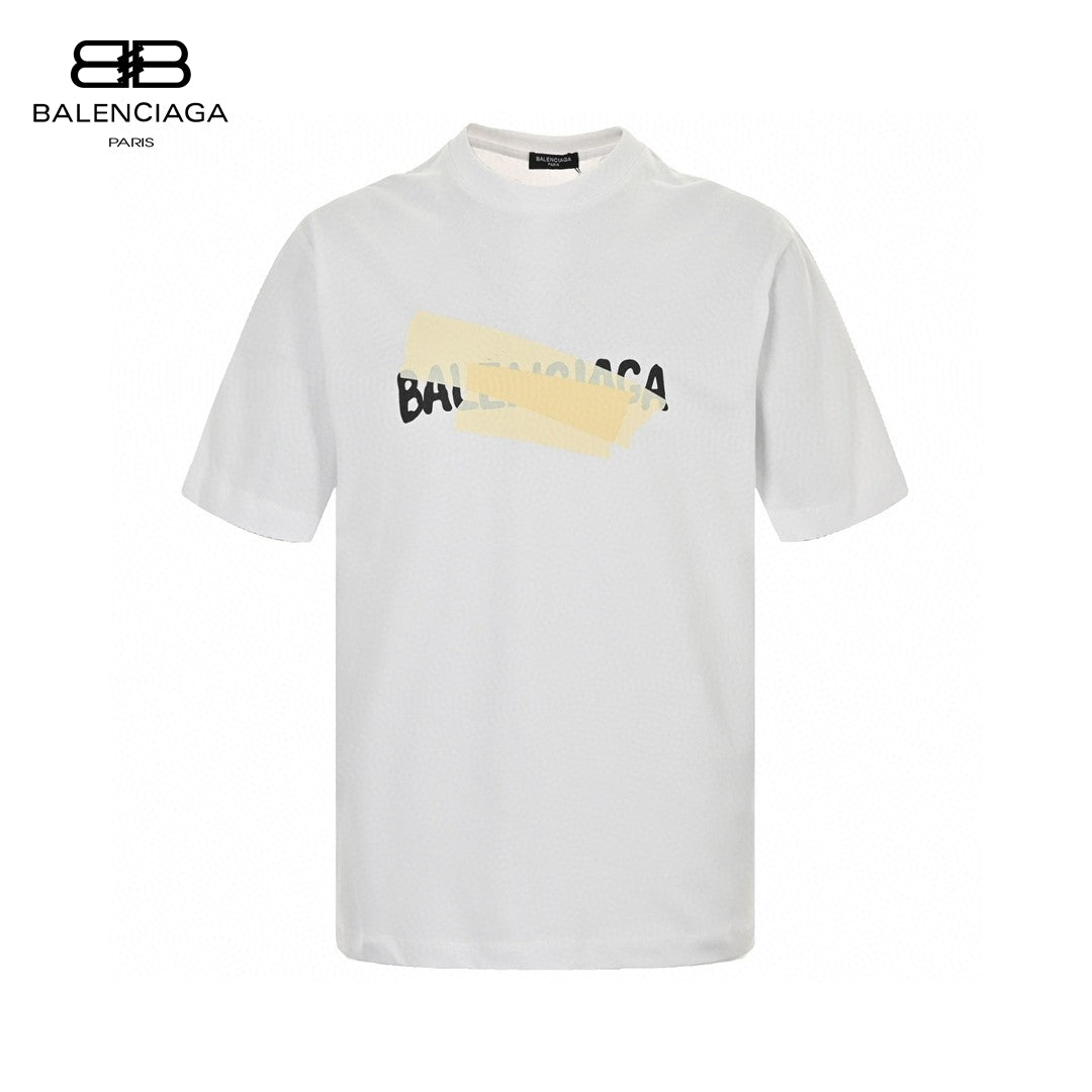 Balenciaga Tape Logo T-shirt (white) Unisex Streetwear Limited Edition - The Balenciaga Tape Logo T-Shirt in white is a unique and stylish piece that embodies