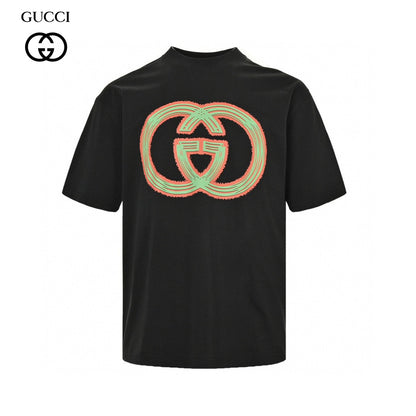 Gucci Multicolor Interlocking G Logo T-shirt - Black Unisex Streetwear Limited Edition
