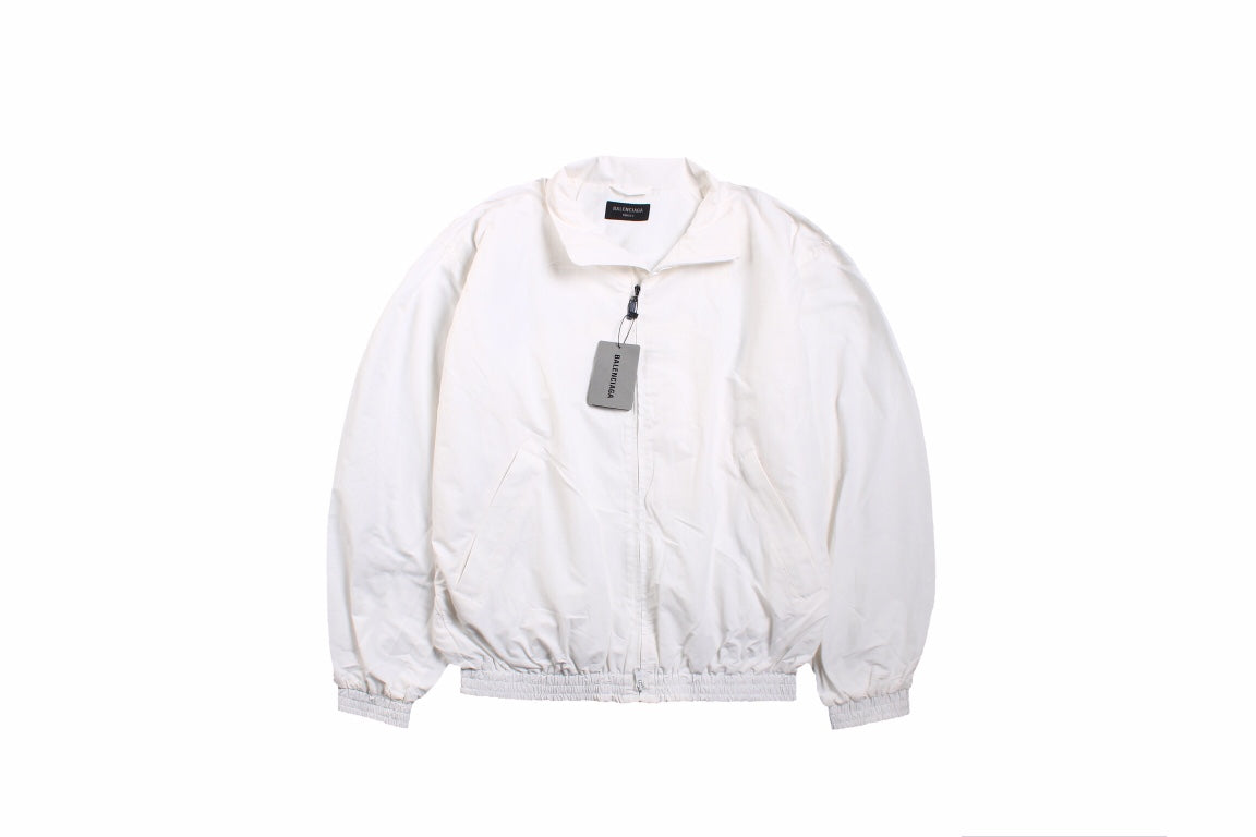 Balenciaga Zip-up Jacket - White Unisex Streetwear Limited Edition - This Balenciaga jacket features a minimalist white design with a zip-up front. It has a