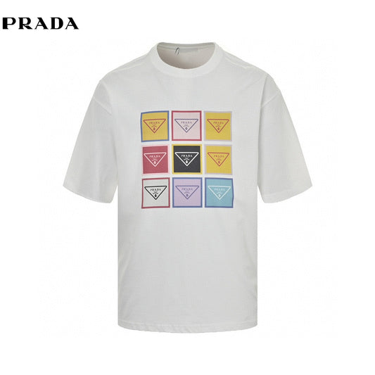 Prada Pop Art Logo T-shirt - White Unisex Streetwear Limited Edition - The Prada Pop Art Logo T-Shirt features a playful and colorful design that captures the
