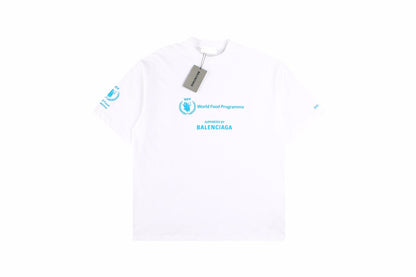Balenciaga World Food Programme T-shirt - White Unisex Streetwear Limited Edition - This white Balenciaga t-shirt features the World Food Programme (WFP) logo, symbolizing the brand's support