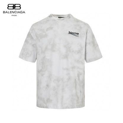 Balenciaga Tie-dye Logo T-shirt (white) Unisex Streetwear Limited Edition - The Balenciaga Tie-Dye Logo T-Shirt in white is a contemporary and chic piece, perfect for