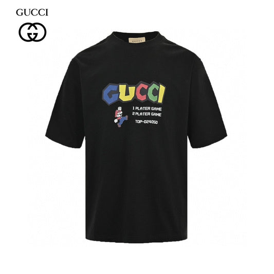 Gucci Retro Game T-shirt (black) Unisex Streetwear Limited Edition - The Gucci Retro Game T-Shirt in black combines luxury with a playful nod to vintage